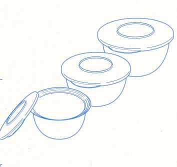 Junge Welle J01 1,3 L Schüssel & J02 2,5 L Schüssel & J03 4,3 L Schüssel Tupperware