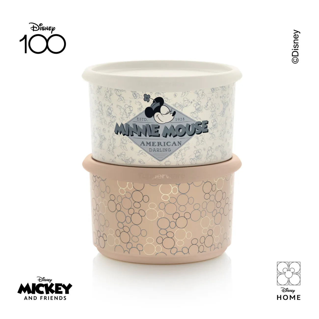 One Touch rund Disney Duo 960ml von der Marke Tupperware / 2 Runde One Touch Behälter im Disney Motiv mit jeweils 960ml Inhalt / Aufbewahrungsdosen / schließen Wasserdicht / Ideal für Kekse und Plätzchen / Keksdosen / Hier direkt online kaufen