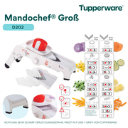 Mando-Chef Mandoline von der Marke Tupperware / Gemüse Schneider / auch geeignet für Größere Mengen Gurken, Kartoffeln oder auch Salate / Schneidedicke von 1-9 mm / mit 2 verschiedene Schneideeinsätze / Hier direkt online kaufen