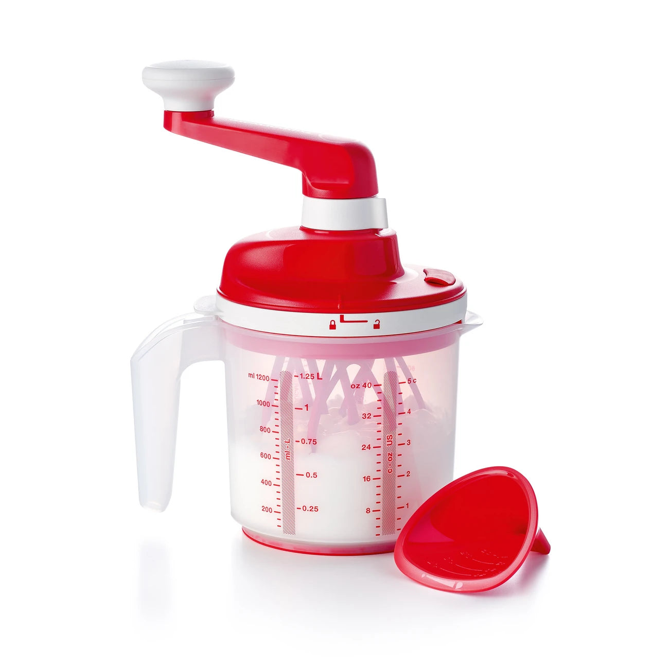 Easy Speedy 1,25l Mixx von der Marke Tupperware / Rührgerät ohne Stromverbrauch / Ideal für den Campingurlaub / mit 2 Gang Schaltung / Ideal für festen Teig aber auch für luftige Cremes / Energiesparend / Hier direkt online kaufen