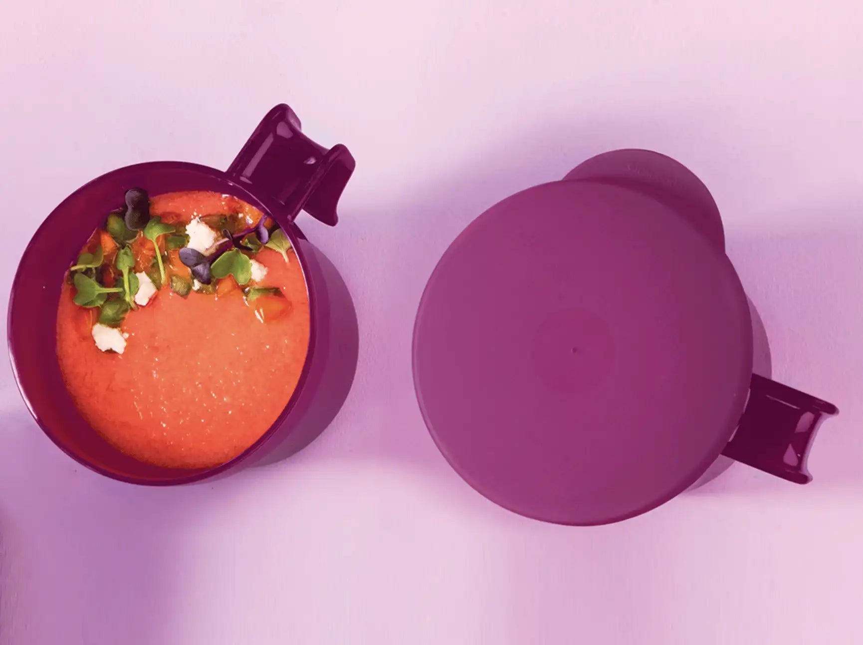 Aloha Tasse 350ml von der Marke Tupperware / Praktisch und Stylischer Picknick Becher / Tasse / in der Farbe Lila / mit Deckel der vor Auslaufen und Insekten Schützt / Hier direkt online kaufen