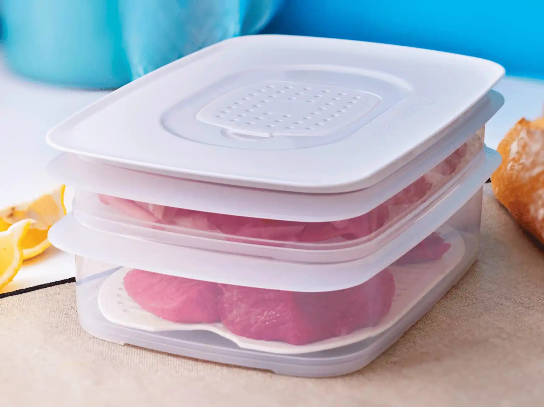 Cool n Fresh Set (4) Condens Control von der Marke Tupperware / Ideal zum Frischhalten von Käse, Wurst, Fisch und Fleisch im Kühlschrank / Frischhaltebehälter für den Kühlschrank / Hier direkt online kaufen
