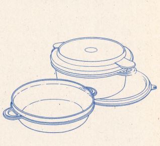 2403 TupperWave 200 Mikrowellen-Kochgeschirr I12 Kasserollen-Duo 0,5 und 1,0 L Tupperware