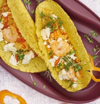 Büro-Tacos mit Couscous und Garnelen