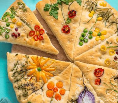 Fladenbrot mit Blumenwiese
