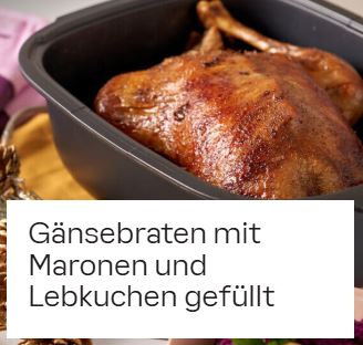 Gänsebraten mit Maronen und Lebkuchen gefüllt