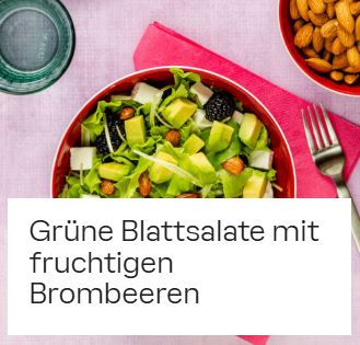 Grüne Blattsalate mit fruchtigen Brombeeren