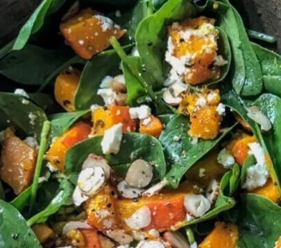 Lauwarmer Kürbis-Spinat-Salat