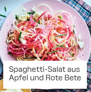 Spaghetti-Salat aus Apfel und Rote Bete