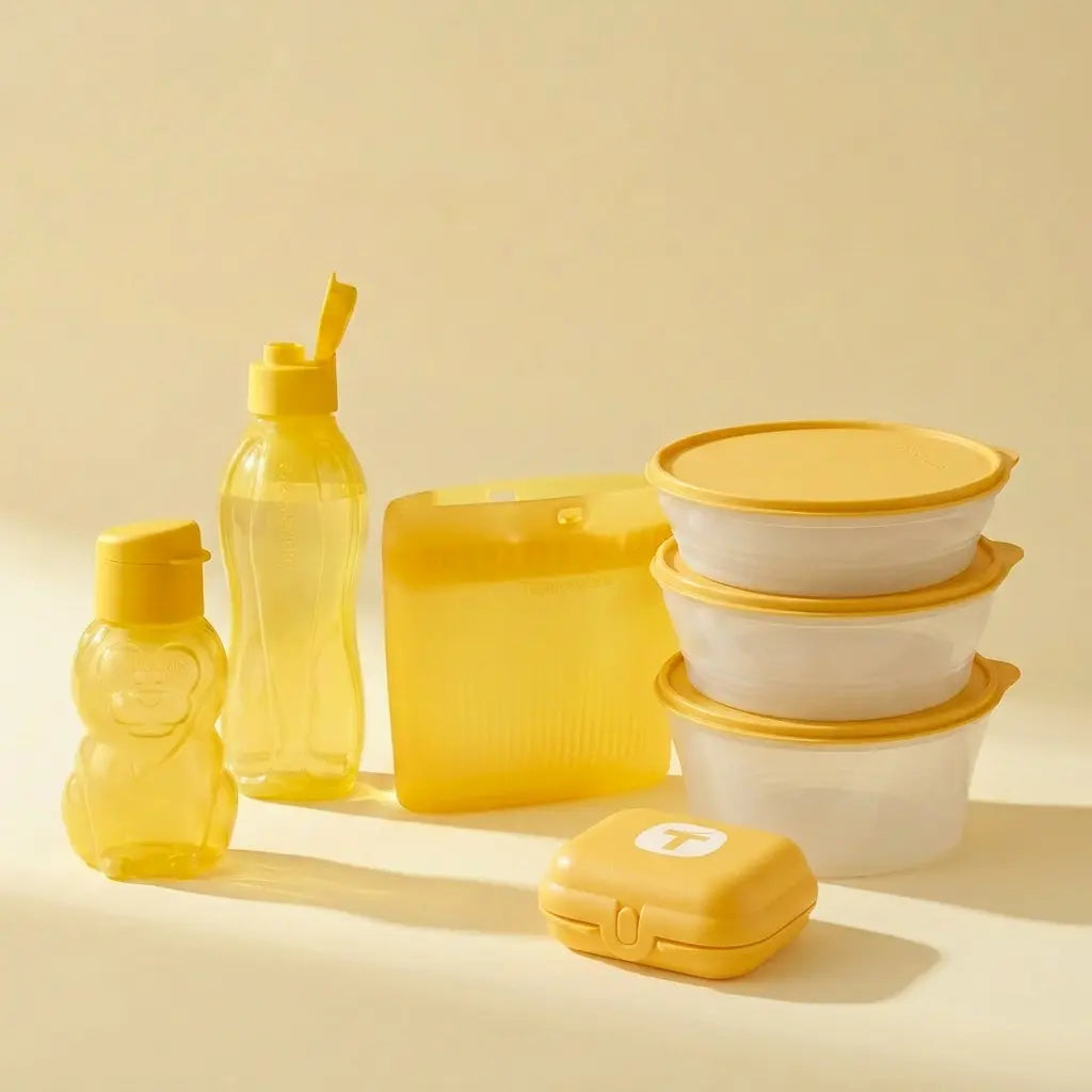Gelbe Tupperware für Ordnung, Frische & Küchenorganisation