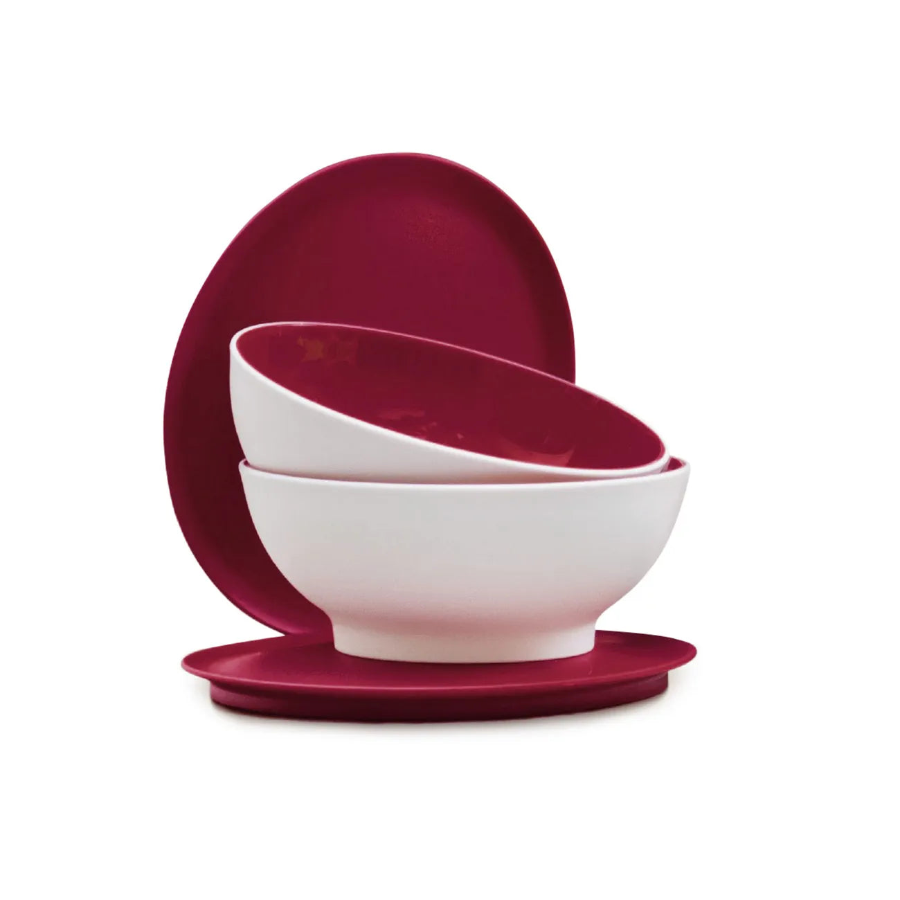 Allegra Desertschale 275ml von der Marke Tupperware / in der Farbe Rot / modular Stapelbar / flache, breite Form für Ideales Servieren / mit Luft und Wasserdicht schließendem Deckel / Frischhalten, Servieren, Aufbewahren / Dessertschüssel / Hier direkt online kaufen