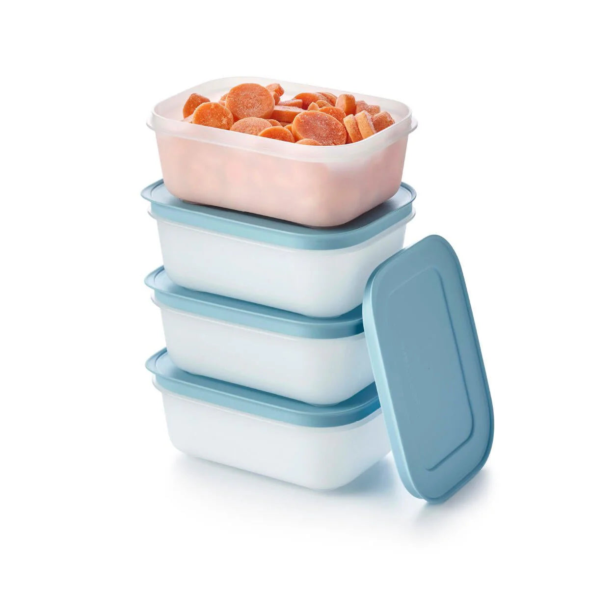 Eis Kristall Gefrierbehälter Set von der Marke Tupperware / 4 Dosen mit jeweils 450ml Inhalt / in der Farbe Blau / zum Einfrieren / Ideal für kleine Portionen / Hier direkt online kaufen