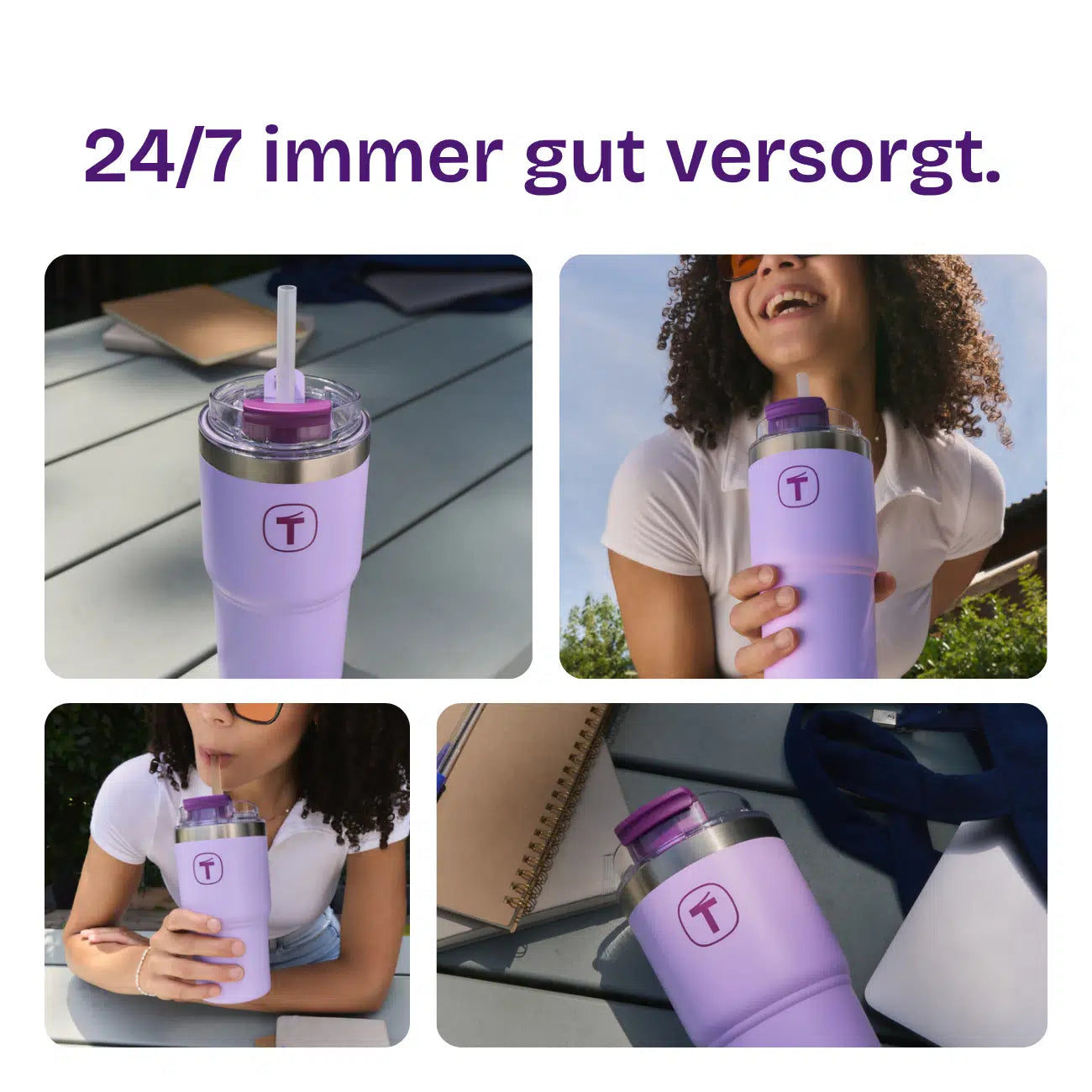 Big T Tumbler von der Marke Tupperware / in der Farbe Lila / Isolierbecher / mit Trinkhalm / Hier direkt online kaufen