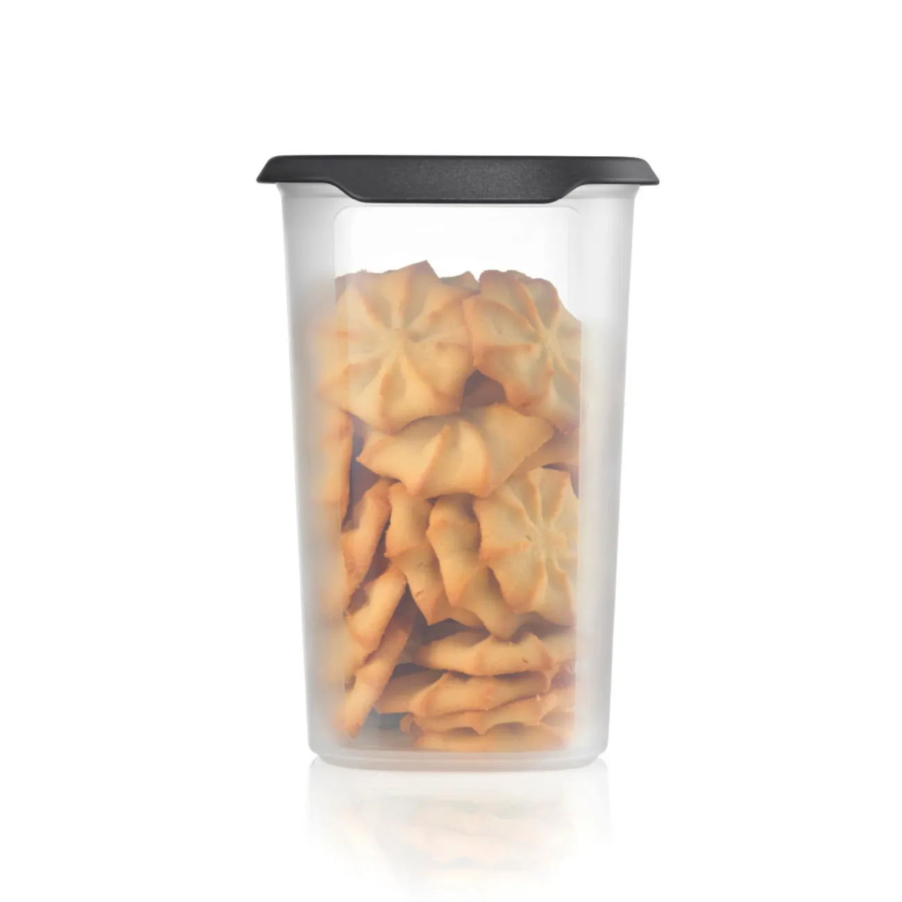 One Touch Frresh oval 1,8L von der Marke Tupperware / Deckelfarbe Schwarz / Ideal für Trockenlebensmittel / Vorratsbehälter / einfaches öffnen und schließen / modular Stapelbar / sorgt für Ordnung und Übersicht im Schrank / ineinander Stapelbar / Hier direkt online kaufen