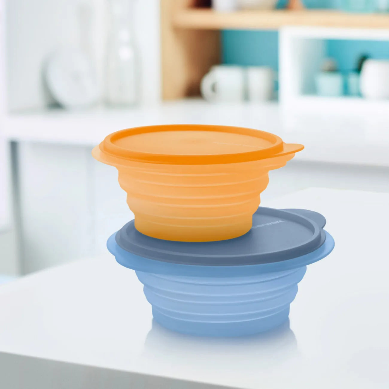 B043B Mini-Max Blau 950ml von der Marke Tupperware / Tupperdose / Brotdose / Lunchbox / faltbar / Praktisch für Unterwegs / Platzsparend / in der Farbe blau / hier direkt online kaufen