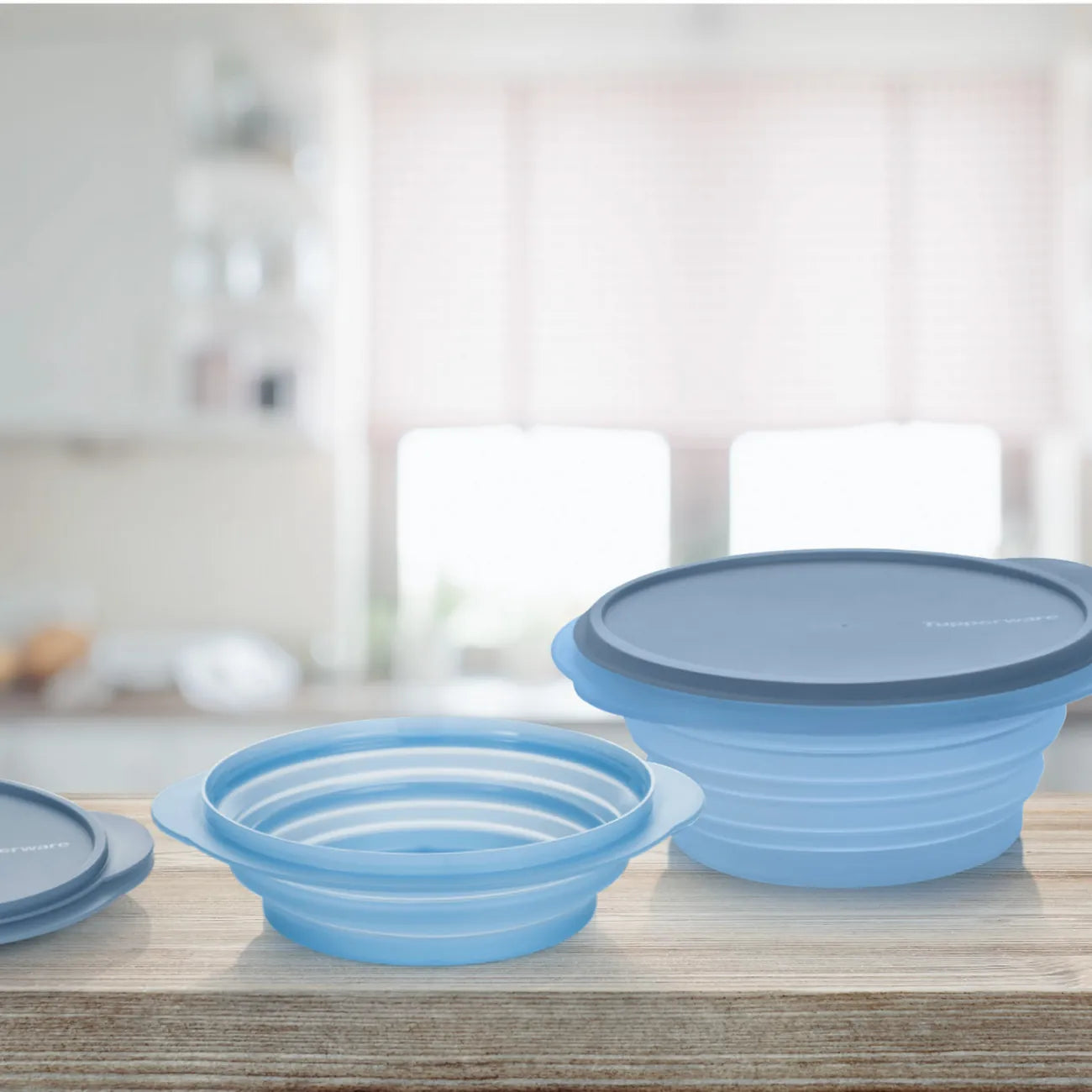 B043B Mini-Max Blau 950ml von der Marke Tupperware / Tupperdose / Brotdose / Lunchbox / faltbar / Praktisch für Unterwegs / Platzsparend / in der Farbe blau / hier direkt online kaufen