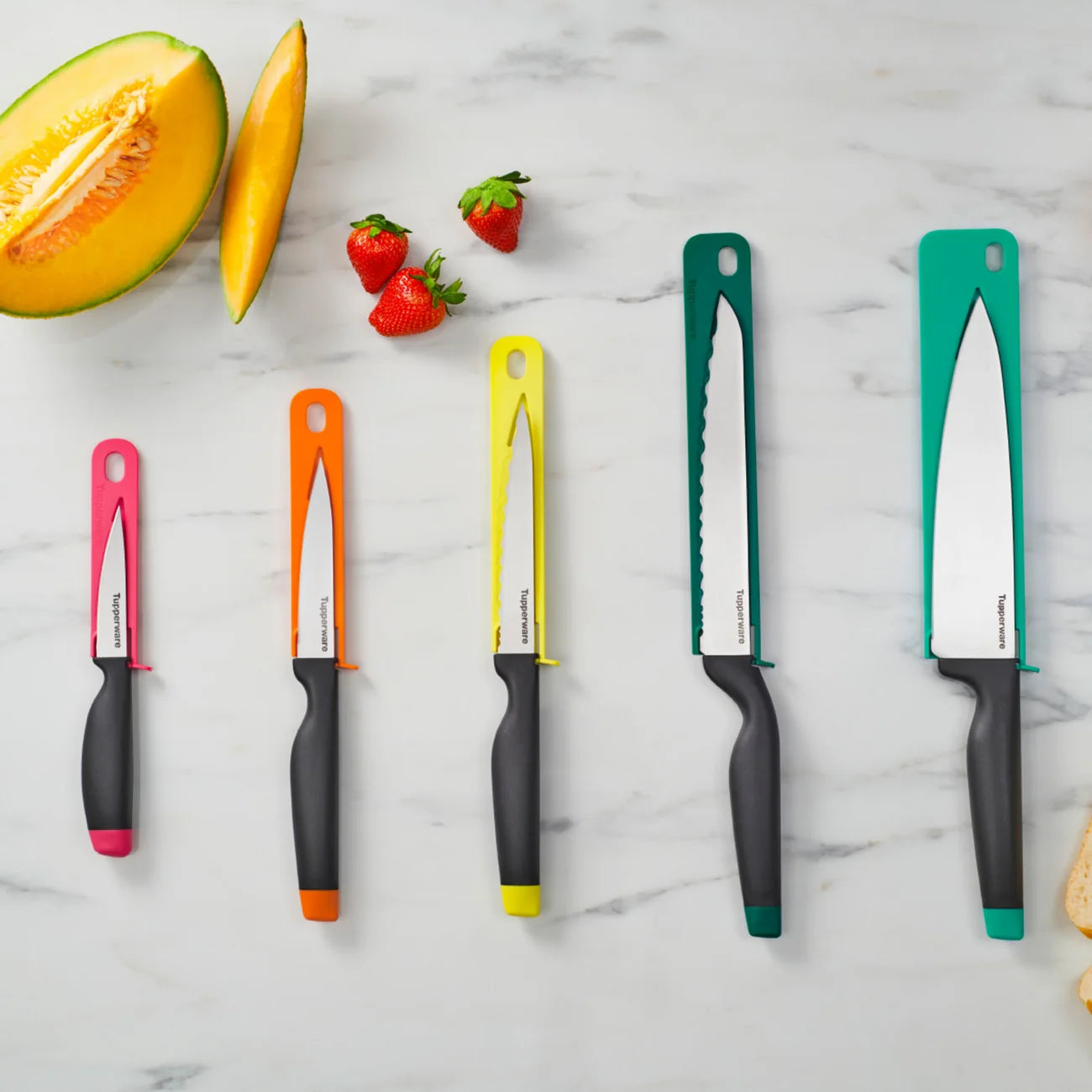 A-Serie Kochmesser von der Marke Tupperware / mit ergonomischen Griff / Küchenmesser / Kochmesser / mit Klingenschutz zum Aufhängen / Hier direkt online kaufen