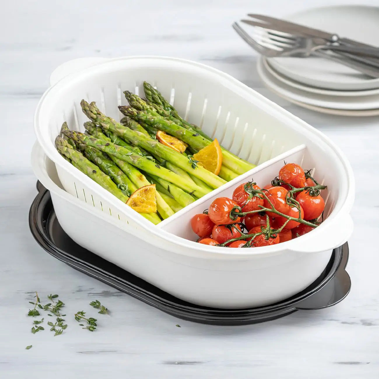 Siebservierer Multi Server 4 l oval von der Marke Tupperware / Serviersieb & Schale / zum Servieren, Absieben, Transportieren und Frischhalten von Lebensmitteln / Hier direkt online kaufen