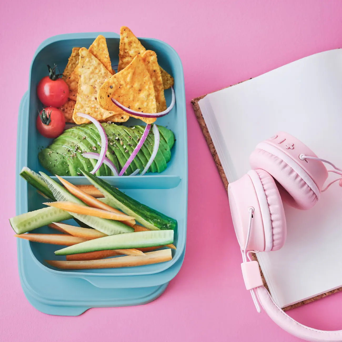 Eco Snackbox flach 590ml von der Marke Tupperware / in der Farbe Blau / Ideal für Unterwegs / mit zwei Praktischen Fächern / Hier direkt online kaufen