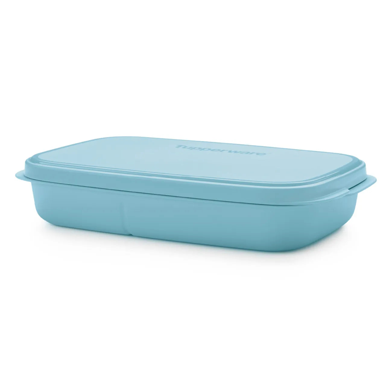 Eco Snackbox flach 590ml von der Marke Tupperware / in der Farbe Blau / Ideal für Unterwegs / mit zwei Praktischen Fächern / Hier direkt online kaufen