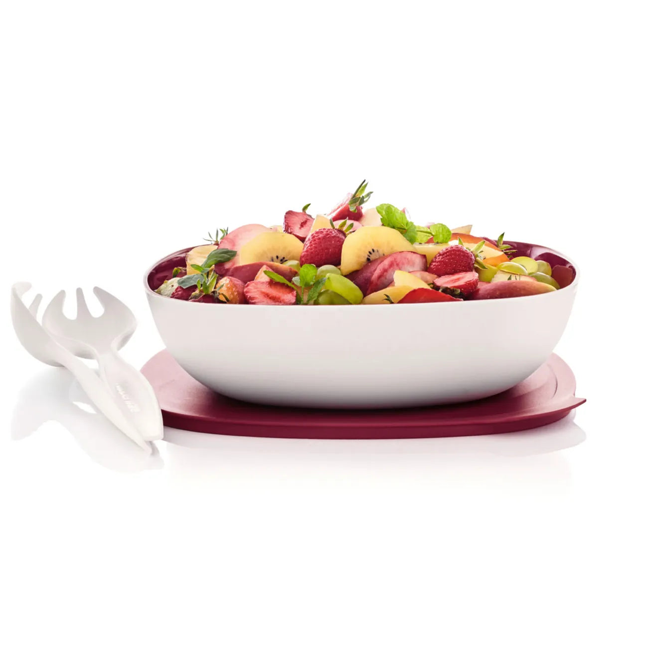Allegra Schüssel 2,5 Liter von der Marke Tupperware / in der Farbe Rot / Servierschale mit Deckel / Ideal für Buffets, Picknick und Unterwegs / Luftdichtschließend / Modular Stapelbar / Hier direkt online kaufen 