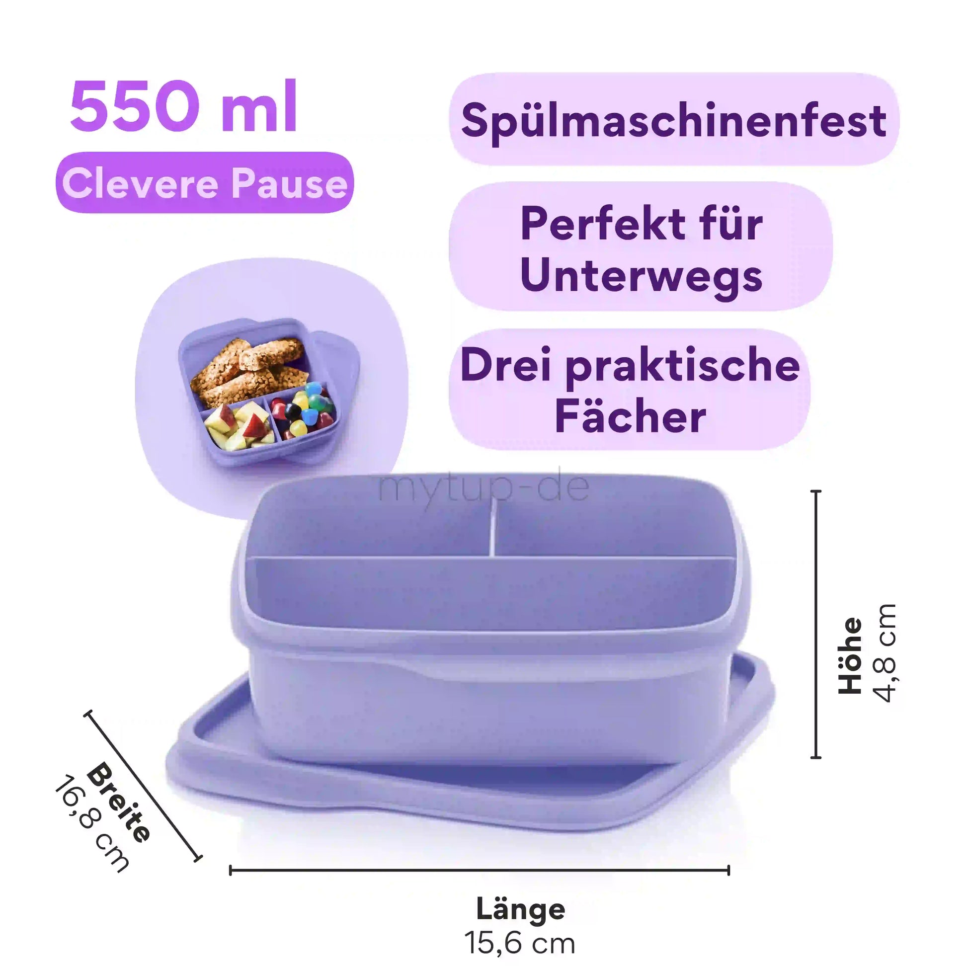 Pausenbox 550ml on der Marke Tupperware / Clevere Pausenbox / Perfekt für Unterwegs / Spühlmaschinen Geeignet / Hier direkt online kaufen
