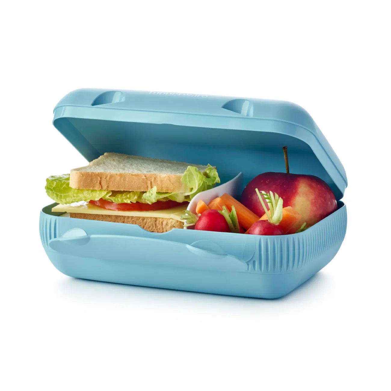 Eco Lunch Box von der Marke Tupperware / in der Farbe Hellblau / mit zwei Fächern / Ideal für die Pause / Brotbox Groß / Hier direkt online kaufen