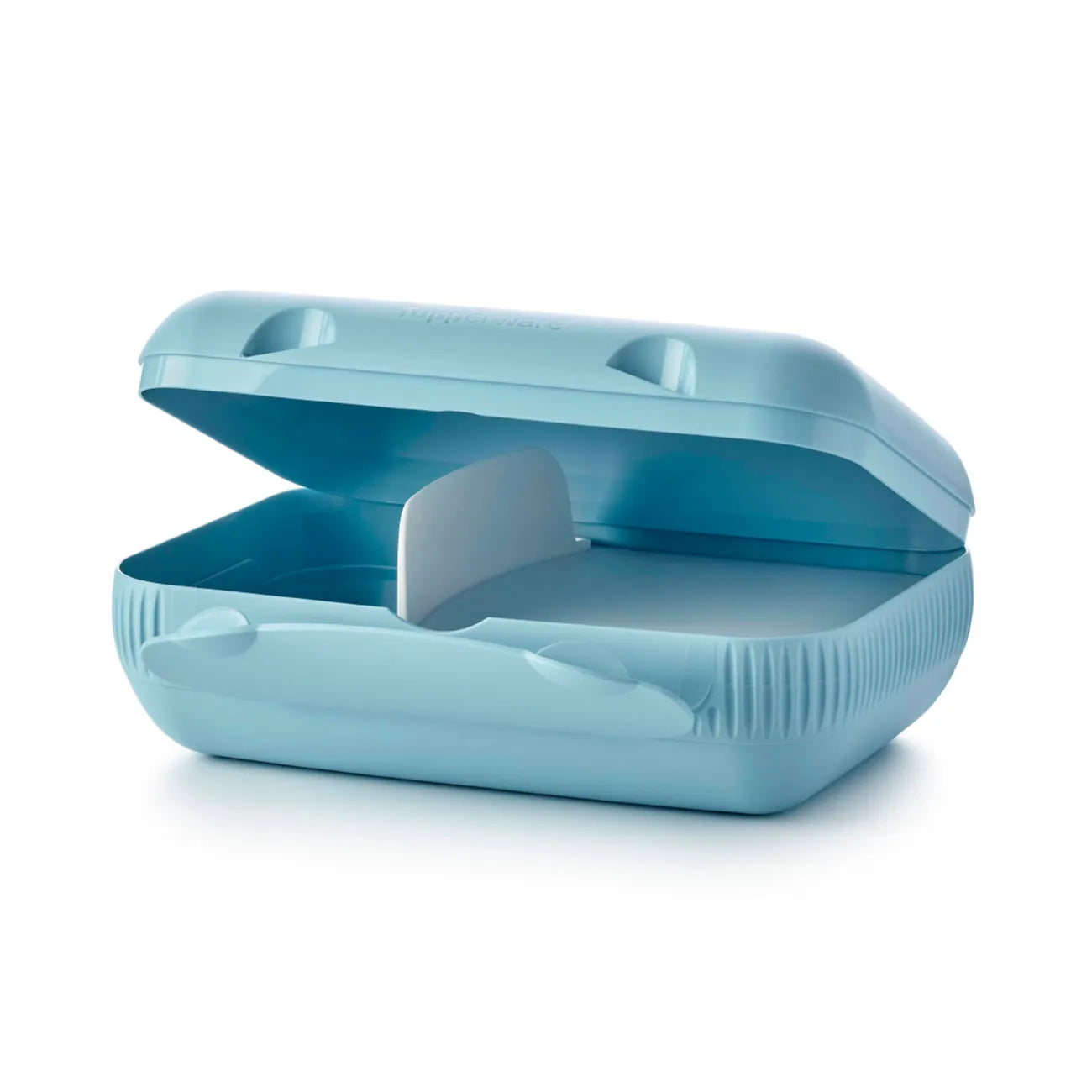 Eco Lunch Box von der Marke Tupperware / in der Farbe Hellblau / mit zwei Fächern / Ideal für die Pause / Brotbox Groß / Hier direkt online kaufen