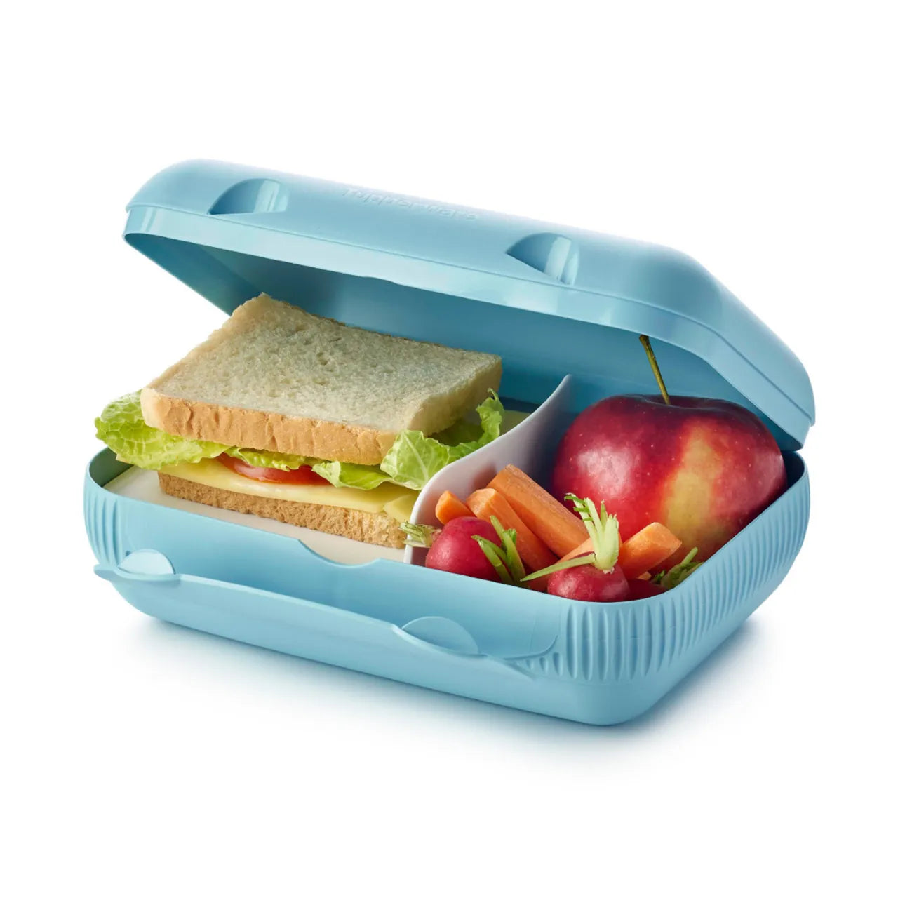 Eco Lunch Box von der Marke Tupperware / in der Farbe Hellblau / mit zwei Fächern / Ideal für die Pause / Brotbox Groß / Hier direkt online kaufen
