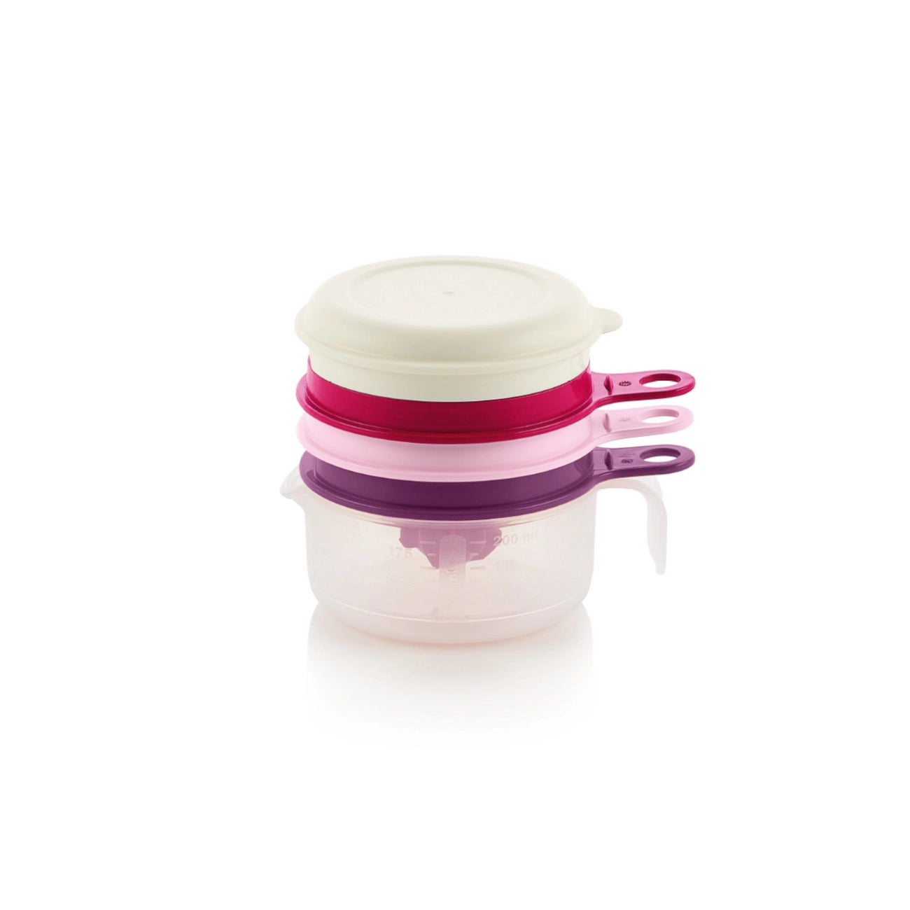 Küchenperle Lila von der Marke Tupperware / zum Reiben, Eitrennen und Fruchtpressen / inkl. Auffangbehälter / Ideal Kombinierbar mit dem Shake It und dem Rühr Mix 1,25 L / Alle teile sind modular Stapelbar / Platzsparend verstaubar / Hier direkt online kaufen