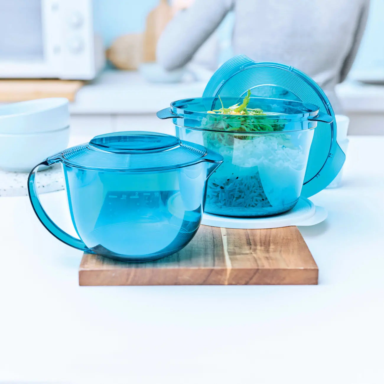 Tupperware MicroCook 1-l-Kanne Mikrowellen Kanne, ideal zum Mikrowellengaren, Zubereiten und servieren von Suppen, Pudding oder Kartoffeln