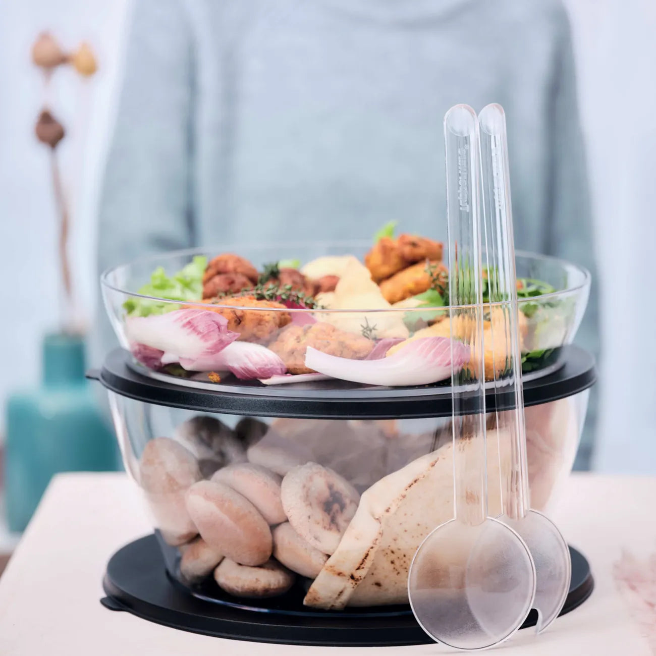 Salatbesteck Clear Collection Line von der Marke Tupperware / Transparentes Salatbesteck für Elegantes Servieren / Hier direkt online kaufen