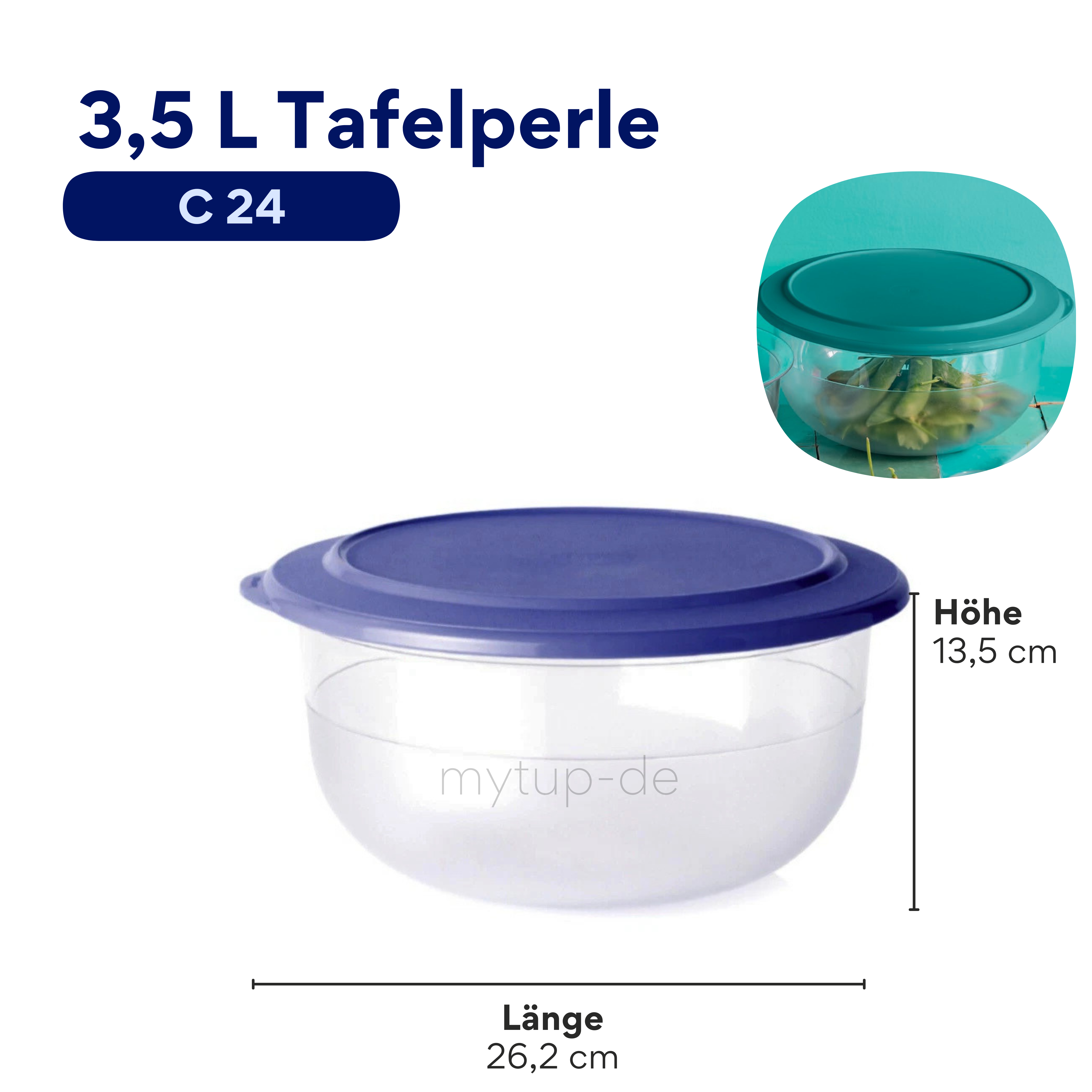 Große Tafelperle® 3,5 L BLAU Deckel Nr. 2652