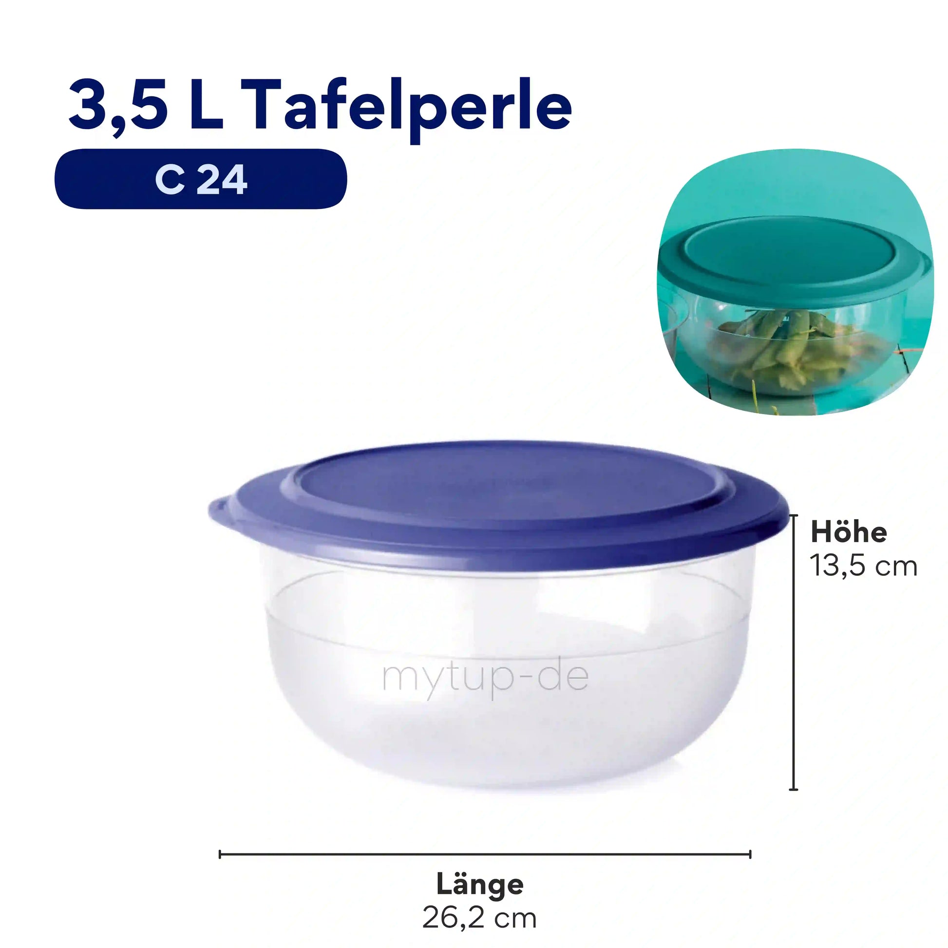 Große Tafelperle 3,5L Servierschüssel mit Deckel von der Marke Tupperware / in der Farbe Transparent - Blau / Elegante Servierschüssel / Perfekt zum Transportieren / aus Glas ähnlichen Material für die Perfekte Klarsicht / Hier direkt online kaufen