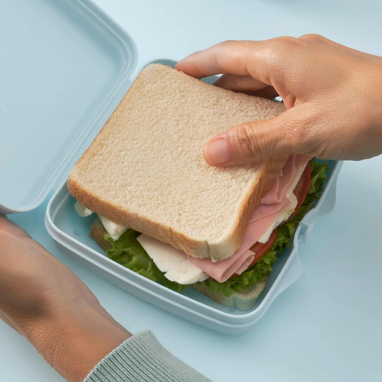 Eco+ Sandwichbox von der Marke Tupperware / in der Farbe Hellblau / Ideale große fürs Pausenbrot / Für Unterwegs / Lunchbehälter / Brotdose / Hier direkt online kaufen