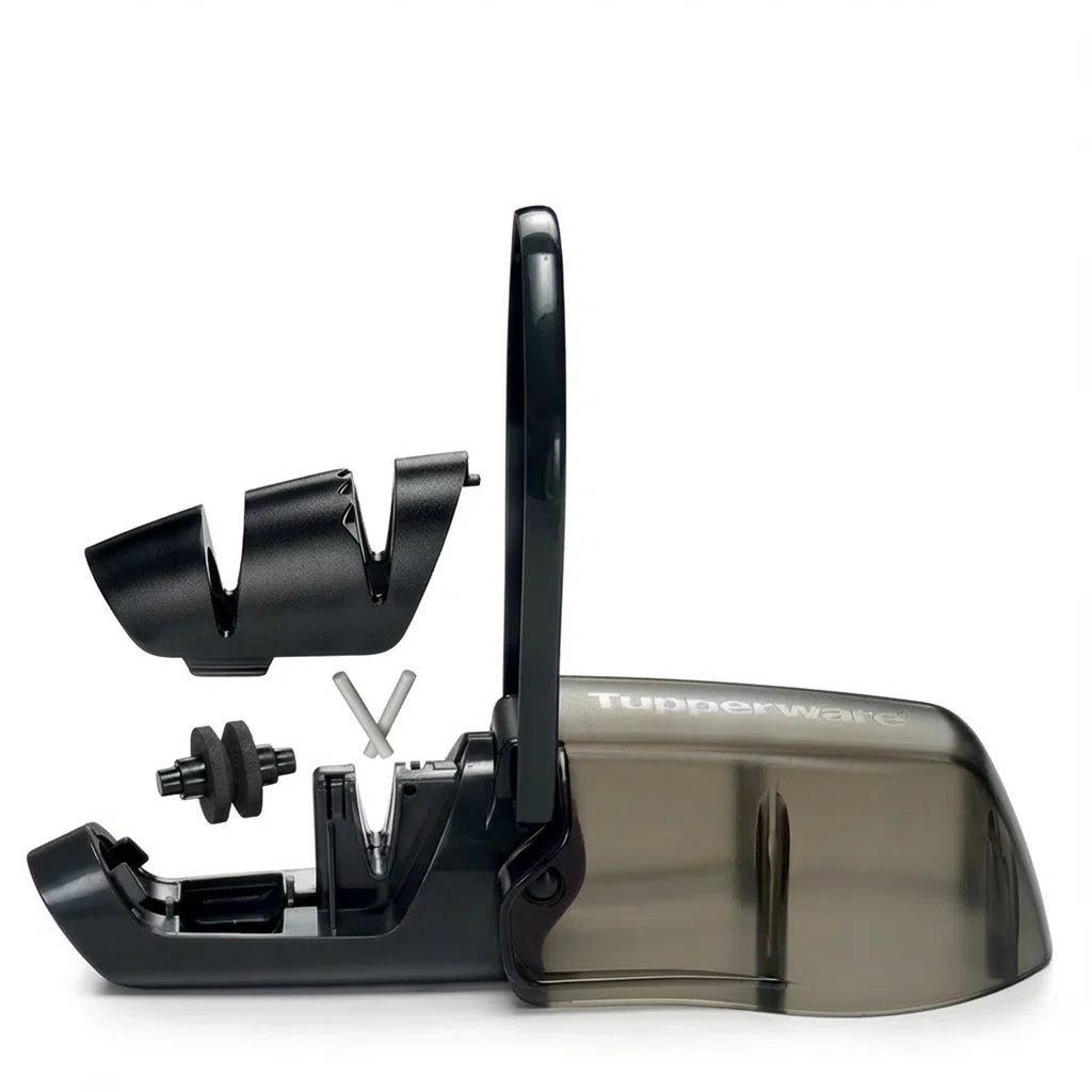 A-Serie Messermaus Schärfmaus Universal von der Marke Tupperware / Messer Schärfer für Messer mit Glattschliff & Wellenschliff / mit austauschbaren Schleifsteinen / Hier direkt online kaufen