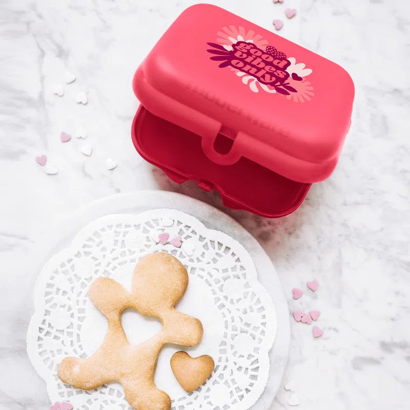 Kleiner Twin Oyster only good vibes von der Marke Tupperware / in der Farbe Pink / Kleine Brotdose / Ideal für Unterwegs / Lunchbehälter / hier direkt online kaufen