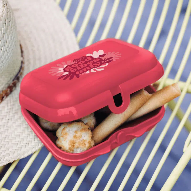 Kleiner Twin Oyster only good vibes von der Marke Tupperware / in der Farbe Pink / Kleine Brotdose / Ideal für Unterwegs / Lunchbehälter / hier direkt online kaufen