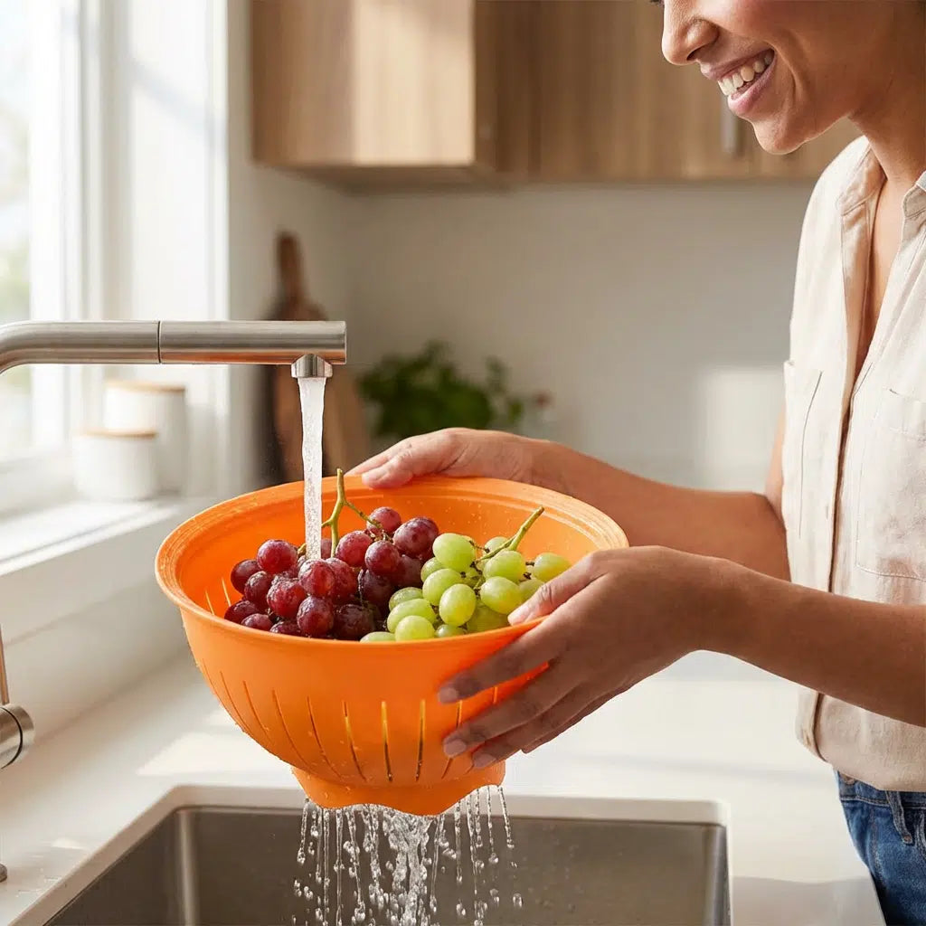 Junge well Sieb von der Make Tupperware / in der Farbe Orange / Sieb für die Junge Welle Schüssel / Siebeinsatz / Küchensieb / Hier direkt online kaufen