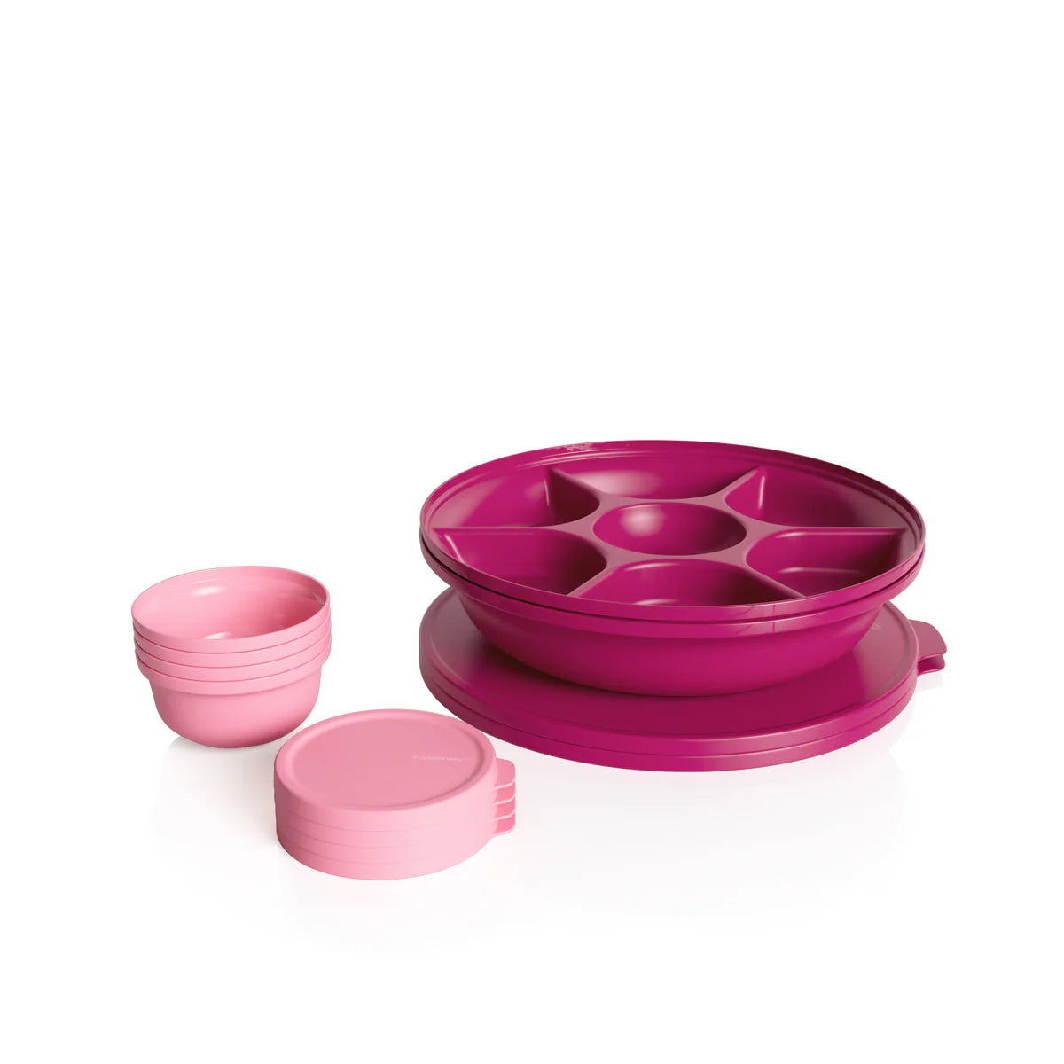 Aloha Apero Snack Tablett von der Marke Tupperware / Snack Tablett mit 7 Fächern ohne Deckel / passende Aussparungen für die Aloha 200ml Schüsseln / Hier direkt online kaufen