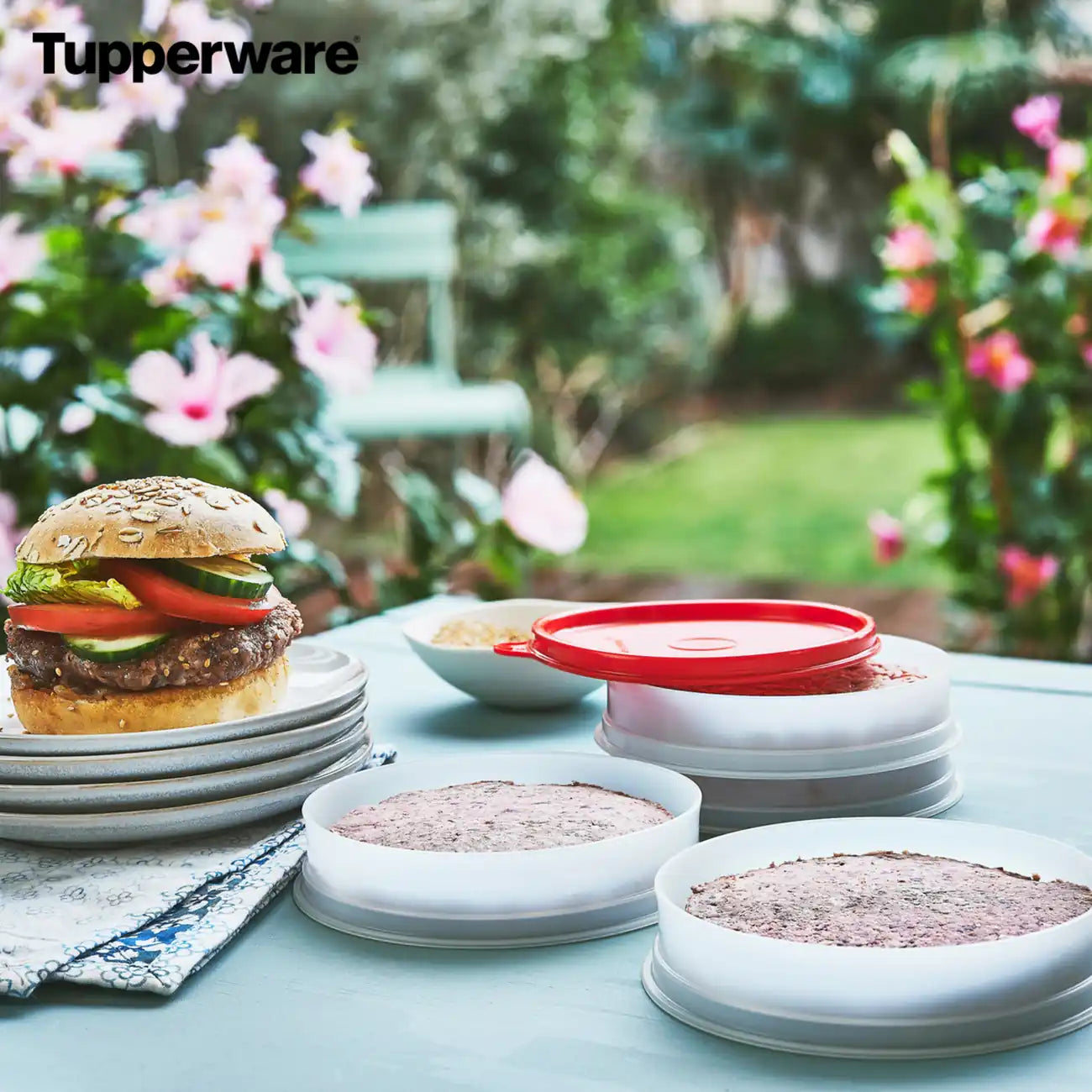 Burger-Patty Behälter 200ml (4) von der Marke Tupperware / 4 Burger Patty Behälter / zum aufbewahren und Formen von burger pattys / Hier direkt online kaufen