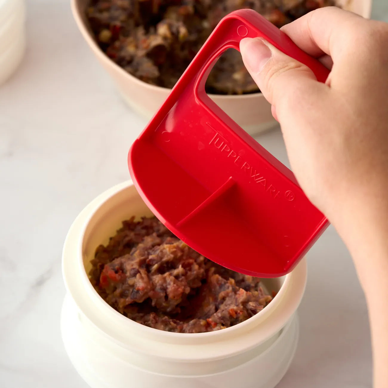 Burger-Patty Behälter 200ml (4) von der Marke Tupperware / 4 Burger Patty Behälter / zum aufbewahren und Formen von burger pattys / Hier direkt online kaufen