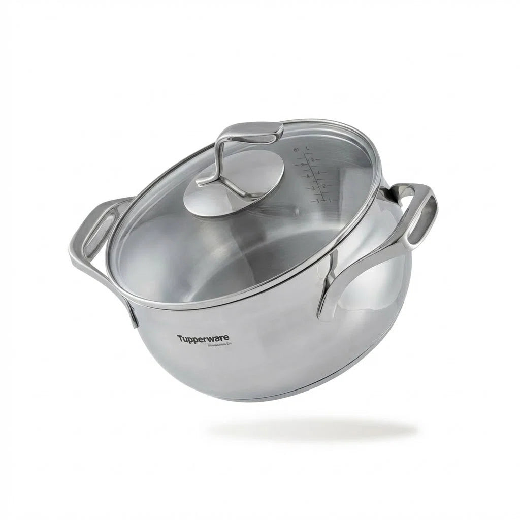 Mastro Edelstahl Kochtopf 7,5 L mit Glasdeckel von der Marke Tupperware / Edelstahl Topf / Kochtopf für Induktion, Gas, Ceran und den Backofen / Hier direkt online kaufen