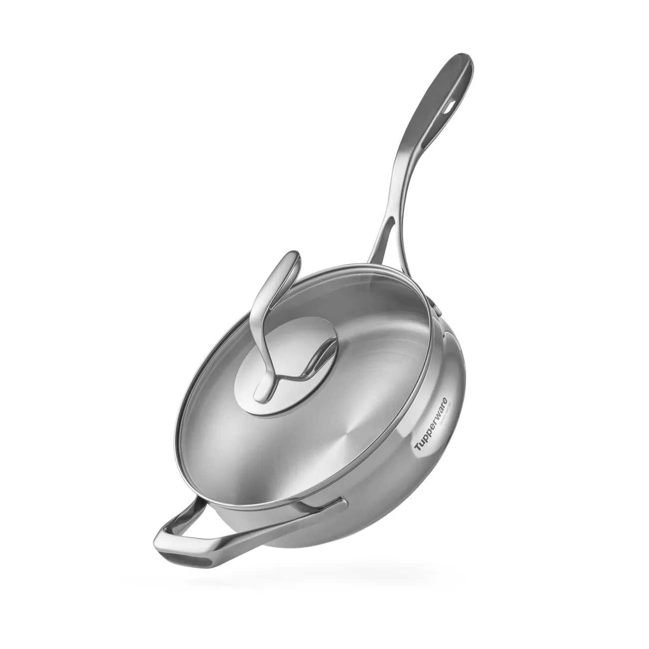 Edelstahl Sauteuse 2,8 Liter mit Deckel von der Marke Tupperware / für Induktion / Mastro Serie / Sauteuse mit Glasdeckel / 24 cm Durchmesser / Kochgeschirr mit griff / Edelstahlpfanne / Hier direkt online kaufen