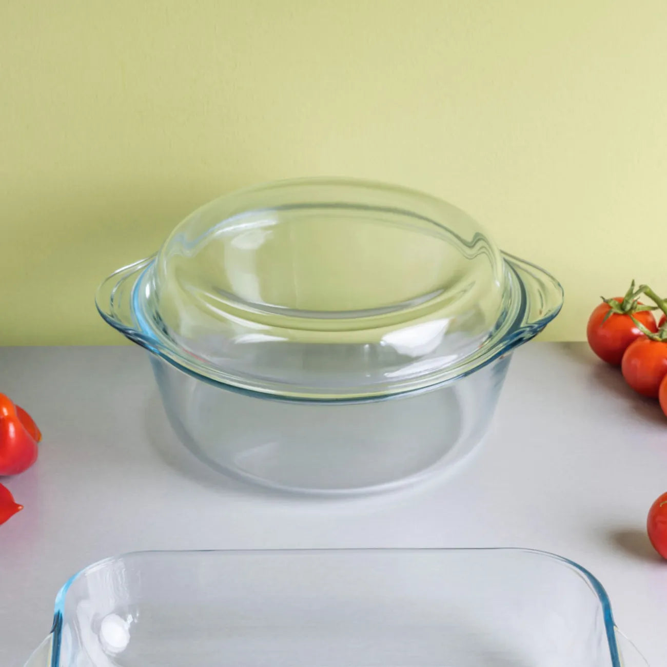 PremiaGlass Kasserolle rund 2,1L von der Marke Tupperware / zum Backen, Braten, Dünsten, Überbacken oder Servieren / Glas Auflaufform / hier direkt online kaufen