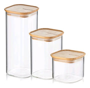 Bamboo Clear Storage Trio von der Marke Tupperware / Behälter in 500ml, 1,1 Liter und 1,9 Liter / Vorratsglas / Vorratsbehälter / Meal Prep / Behälter mit Bambus Deckel / Aufbewahrungsbehälter / Hier direkt online kaufen 