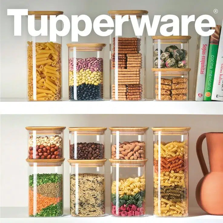Bamboo Clear Storage Trio von der Marke Tupperware / Behälter in 500ml, 1,1 Liter und 1,9 Liter / Vorratsglas / Vorratsbehälter / Meal Prep / Behälter mit Bambus Deckel / Aufbewahrungsbehälter / Hier direkt online kaufen 