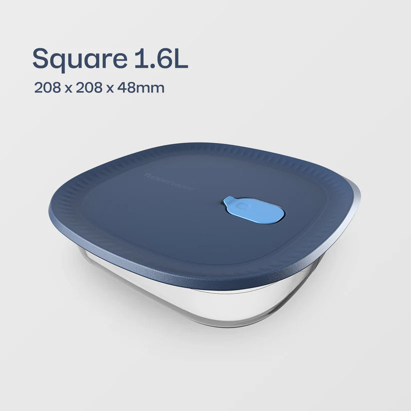 Voila Glass Quadratisch 1,6 Liter von der Marke Tupperware / Glasbehälter für die Mikrowelle / Mikrowellenbehälter / Transportbehälter / Lunchbox / Glasform mit Deckel / Hier direkt online kaufen