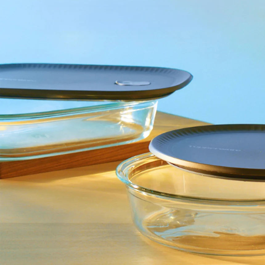 Voila Glass Quadratisch 1,6 Liter von der Marke Tupperware / Glasbehälter für die Mikrowelle / Mikrowellenbehälter / Transportbehälter / Lunchbox / Glasform mit Deckel / Hier direkt online kaufen