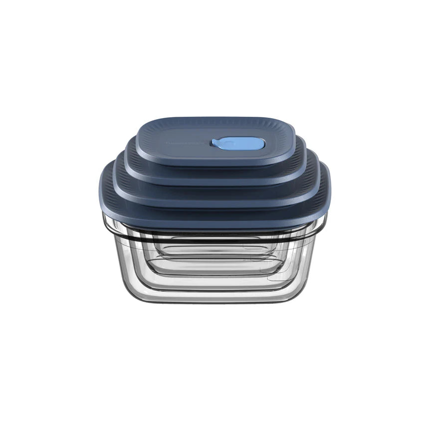 Voila Rechteckig 1,5 Liter von der Marke Tupperware / Glasbehälter /  für die Mikrowelle und Ofen / Ideal für Meal Prep / stapelbar / mit dichtschließendem Deckel